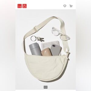 Uniqlo round mini shoulder bag crossbody natural